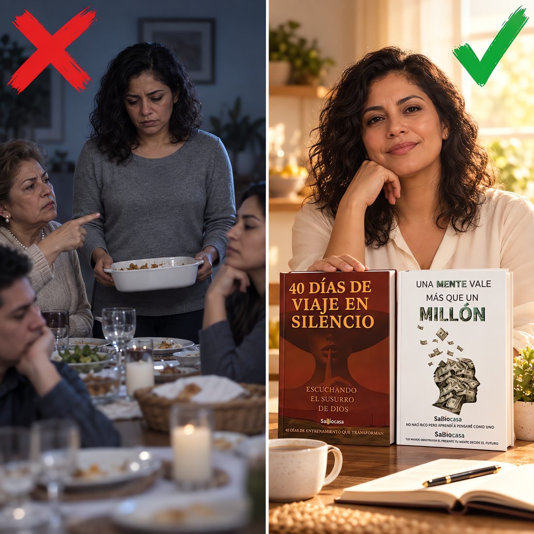 La misma mujer antes y después de los 40 días
